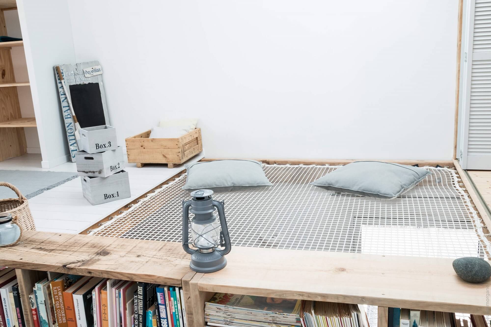 vue sur le filet d'habitation suspendu géant du gite atypique grain de sel pres de noirmoutier à Bouin en Vendée